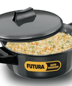 Hawkins Futura 2 Litre Cook n Serve Bowl, Hard Anodised Saucepan with Hard Anodised Lid, Sauce Pan for Cooking and Serving, Black (ACB20), Aluminium